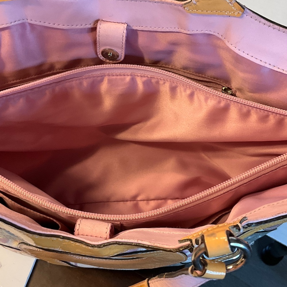 Coach Multicolor Circle Patchwork Tote in Pink an… - image 6